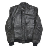 IXS Mens Black Leather Biker Jacket S Zip Motorbike Style Ribbed Cuffs