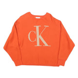 CALVIN KLEIN JEANS Womens Orange Plain Crew Neck Basic Knit Jumper M Stylish