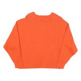 CALVIN KLEIN JEANS Womens Orange Plain Crew Neck Basic Knit Jumper M Stylish