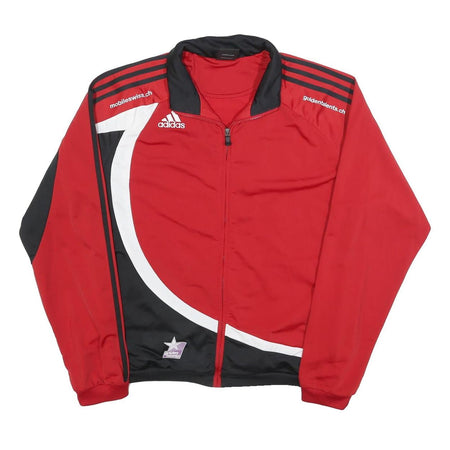 ADIDAS Mens Red & Black Zip Jacket L Polyester Sports Track Athletic