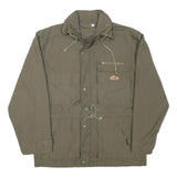 FISPO Mens Green Cotton Blend Jacket L Classic Zip Up Utility Pockets