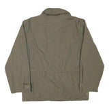 FISPO Mens Green Cotton Blend Jacket L Classic Zip Up Utility Pockets