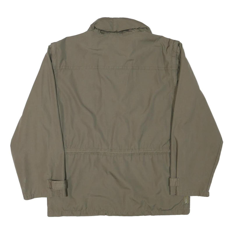 FISPO Mens Green Cotton Blend Jacket L Classic Zip Up Utility Pockets