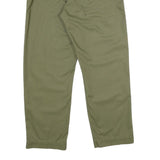 Womens Cotton Blend Green Regular Fit Straight Trousers W26 L30 Casual Utility