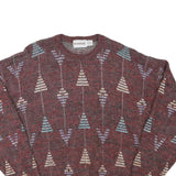 MCGREGOR Mens Red Patterned Jumper Crew Neck Wool Blend L Casual Knitwear