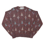 MCGREGOR Mens Red Patterned Jumper Crew Neck Wool Blend L Casual Knitwear