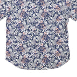 NAUTICA Mens Blue Floral Cotton Blend Shirt L Casual Summer Short Sleeve