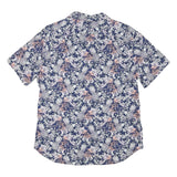 NAUTICA Mens Blue Floral Cotton Blend Shirt L Casual Summer Short Sleeve