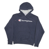 CHAMPION Mens Navy Blue Hoodie M Cotton Blend Pullover Sweatshirt