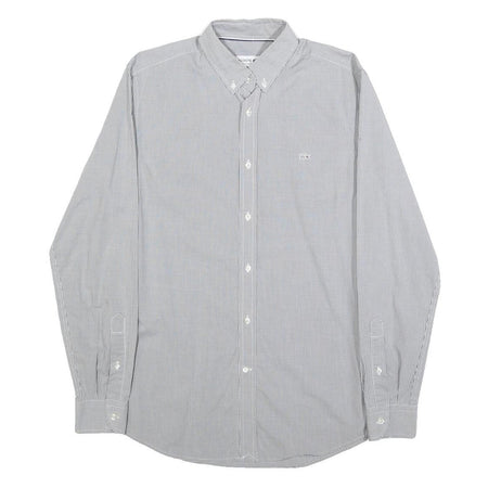 LACOSTE Mens Grey & White Check Shirt S Button-Down Collar Long Sleeve Casual