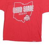 RUSSELL ATHLETIC Mens Red Ohio State Buckeyes Graphic T-Shirt XL Crew Neck Short