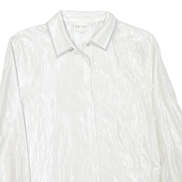 REISS Womens White Polyester Blend Shirt UK 12 Elegant Long Sleeve Formal