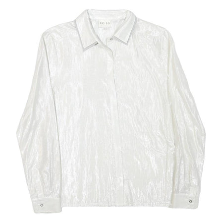REISS Womens White Polyester Blend Shirt UK 12 Elegant Long Sleeve Formal
