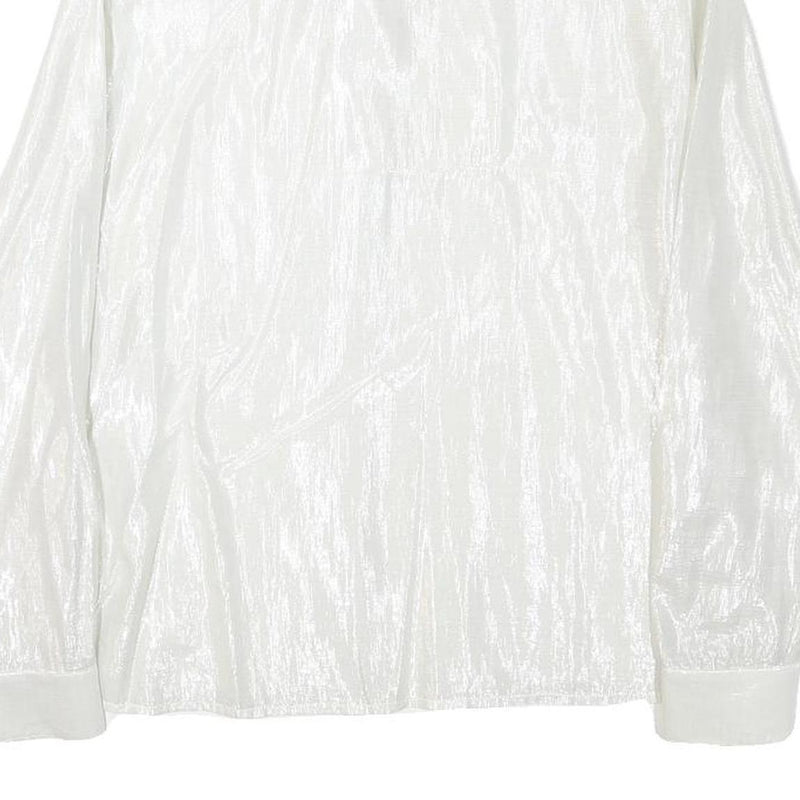 REISS Womens White Polyester Blend Shirt UK 12 Elegant Long Sleeve Formal