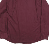 WRANGLER Mens Maroon Plain Shirt L Button Down Casual Long Sleeve