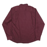 WRANGLER Mens Maroon Plain Shirt L Button Down Casual Long Sleeve