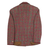 Womens Red Check Blazer Cotton Blend S Classic Fit Button Closure Long Sleeve