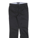 TOMMY HILFIGER Mens Cotton Blend Black Slim Straight Trousers W28 L30 Zip