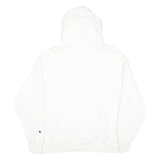 CHAMPION Mens White Pullover 2XL Cotton Blend Hoodie Drawstring Band Collar Long