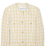 BON GENIE Womens Yellow & White Checked Wool Blend Button Jacket XXS Woven