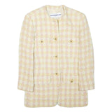 BON GENIE Womens Yellow & White Checked Wool Blend Button Jacket XXS Woven