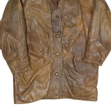 Womens Brown Button Jacket M Polyester Blend Plain Vintage Style Casual Wear
