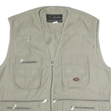 JIN JAO Mens Beige Cotton Utility Jacket L Classic Active Free Fashion Zip