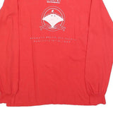 HANES Mens Red Graphic Long Sleeve Crew Neck Cotton Blend T-Shirt M Casual