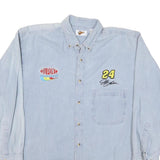 Mens Light Blue Racing 24 Button Down Cotton Blend Shirt XL