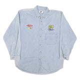 Mens Light Blue Racing 24 Button Down Cotton Blend Shirt XL