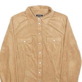 AMISU Womens Beige Shirt M Button Front Faux Suede Casual Stylish