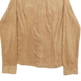 AMISU Womens Beige Shirt M Button Front Faux Suede Casual Stylish