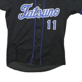 Womens Black & Blue Graphic Modern L Short Sleeve V-Neck Jersey Polyester