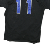 Womens Black & Blue Graphic Modern L Short Sleeve V-Neck Jersey Polyester