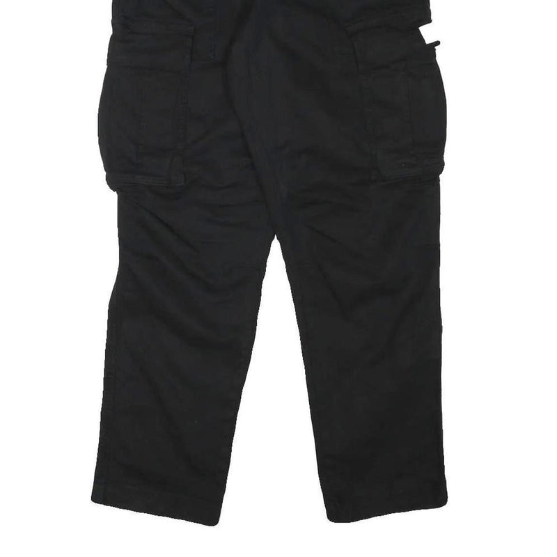 ZARA Mens Relaxed Black Cotton Blend Cargo Trousers W32 L28 Casual Utility Style