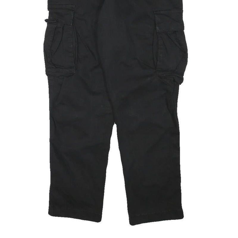 ZARA Mens Relaxed Black Cotton Blend Cargo Trousers W32 L28 Casual Utility Style