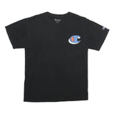 CHAMPION Mens Black Graphic T-Shirt M Short Sleeve Crew Neck Cotton Logo