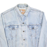 LEVI'S Mens Blue Cotton Denim Jacket L Button Plain Casual Stylish Classic
