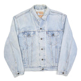 LEVI'S Mens Blue Cotton Denim Jacket L Button Plain Casual Stylish Classic