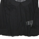 RED VALENTINO Womens Black Blouse Long Sleeve Collar Round Neck Plain S Elegant