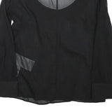 RED VALENTINO Womens Black Blouse Long Sleeve Collar Round Neck Plain S Elegant