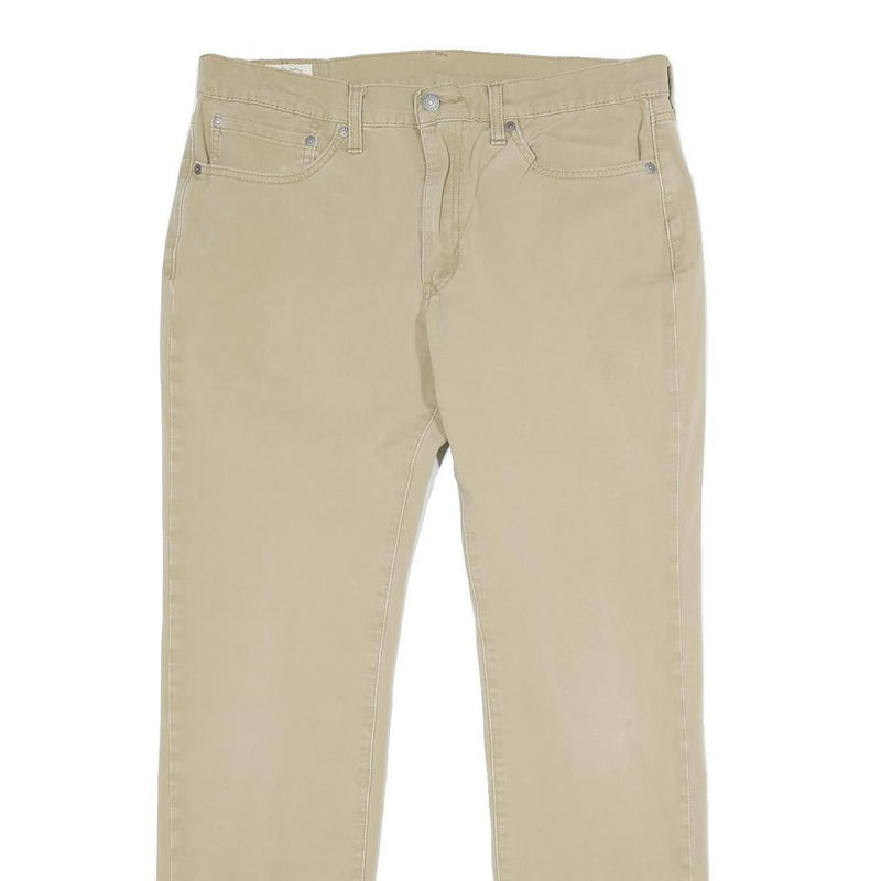 LEVI'S Mens Slim Fit Beige Cotton Blend Trousers W34 L34 Casual Zip Closure