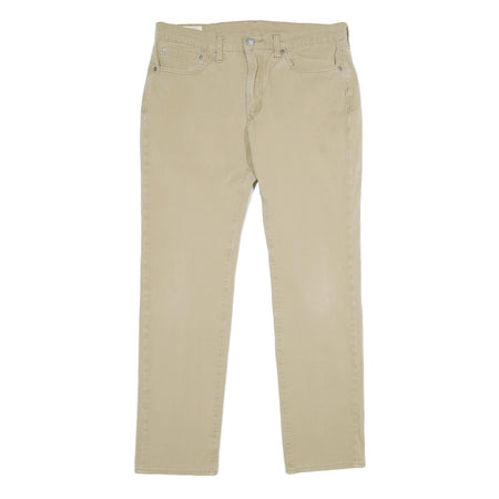 LEVI'S Mens Slim Fit Beige Cotton Blend Trousers W34 L34 Casual Zip Closure