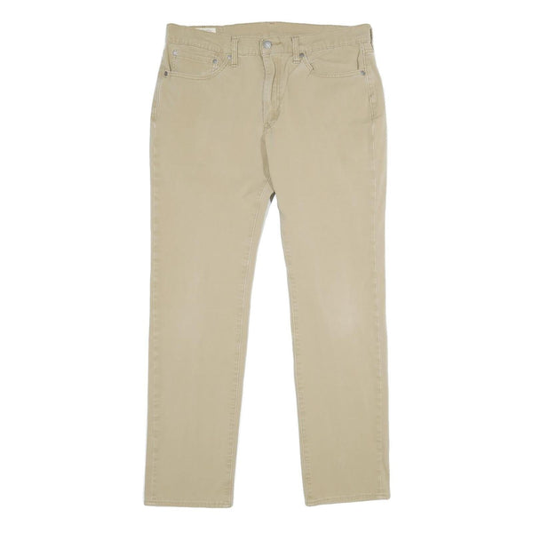 LEVI'S Mens Slim Fit Beige Cotton Blend Trousers W34 L34 Casual Zip Closure
