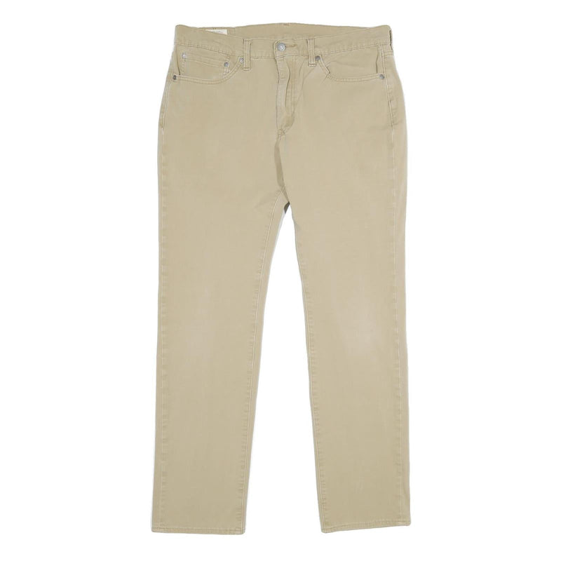 LEVI'S Mens Slim Fit Beige Cotton Blend Trousers W34 L34 Casual Zip Closure