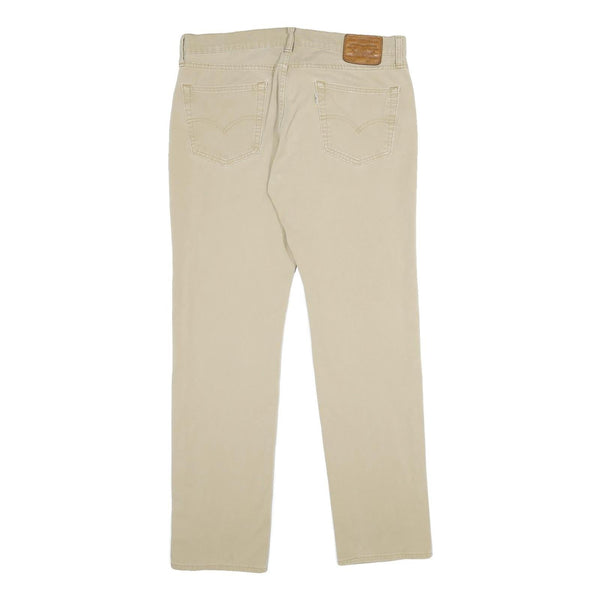 LEVI'S Mens Slim Fit Beige Cotton Blend Trousers W34 L34 Casual Zip Closure