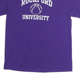 GILDAN Mens Purple Rockford University Graphic T-Shirt M Short Sleeve Crew Neck