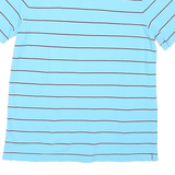 CHAPS Mens Blue & White Striped Short Sleeve Polo Shirt M Cotton Casual