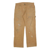 DICKIES Mens Regular Fit Carpenter Jeans Beige Cotton Blend W32 L30 Workwear Zip