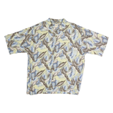 HAWAIIAN TROPIC Mens Beige & Blue Tropical Print Shirt XL Cotton Summer Casual